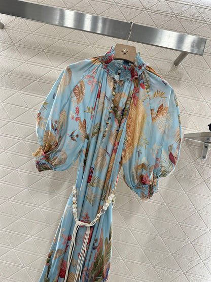 Z*♥2025 new product Silk waist chain dress