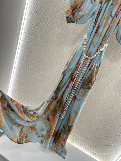 Z*♥2025 new product Silk waist chain dress