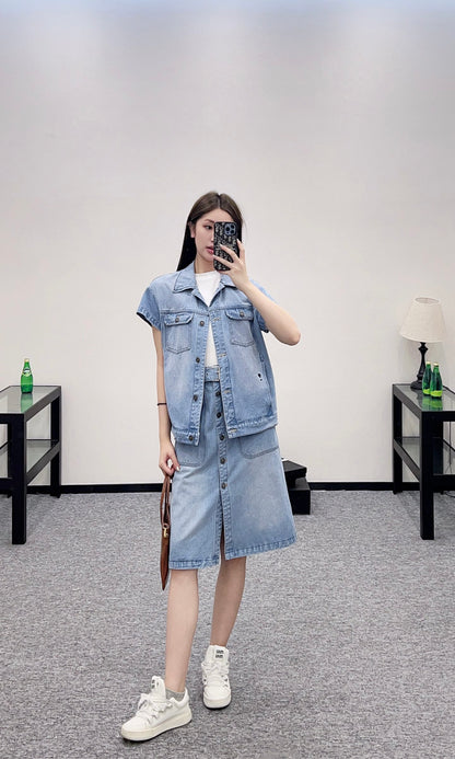 D*♥2025 new product Denim skirt with belt