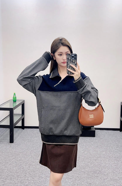Mi*mi*♥2025 new product Half-open sweatshirt