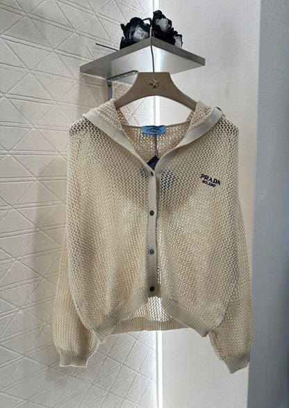 P*♥2025 new product Hooded knitted cardigan
