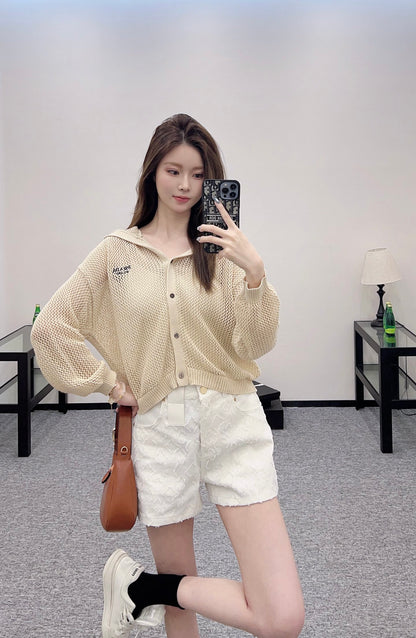 P*♥2025 new product Hooded knitted cardigan