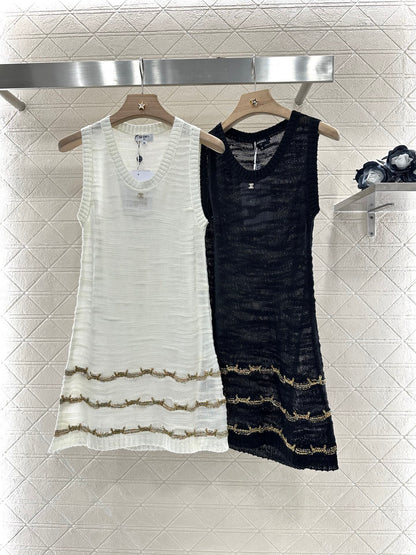 C*♥2025 new product Embroidered knitted vest dress