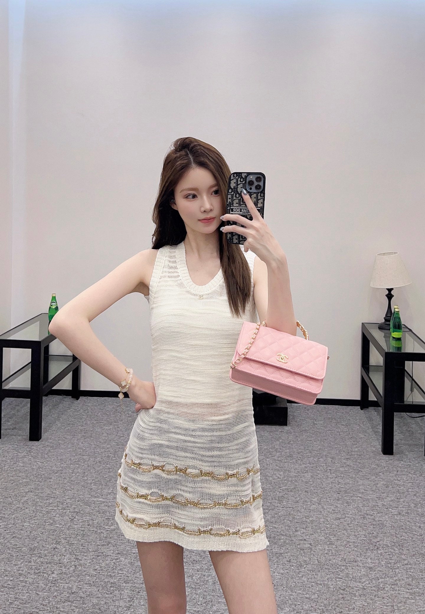 C*♥2025 new product Embroidered knitted vest dress
