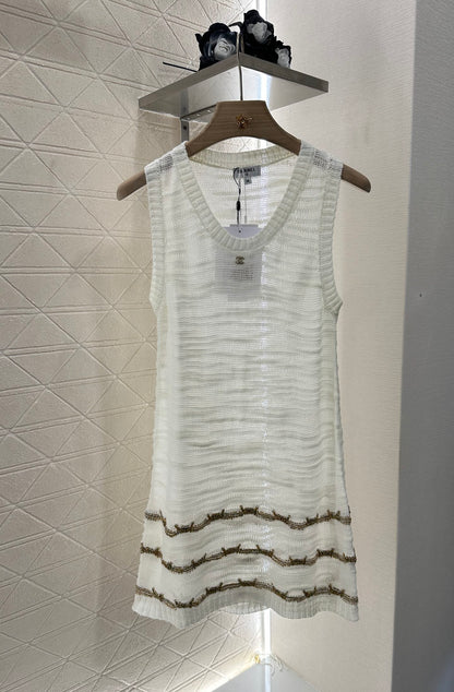 C*♥2025 new product Embroidered knitted vest dress