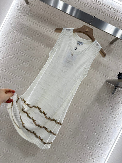 C*♥2025 new product Embroidered knitted vest dress