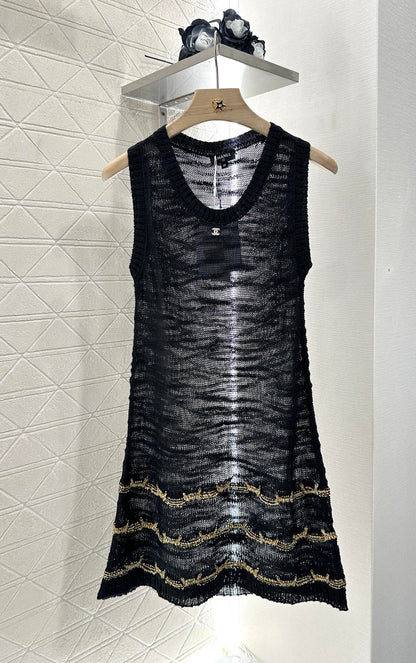 C*♥2025 new product Embroidered knitted vest dress