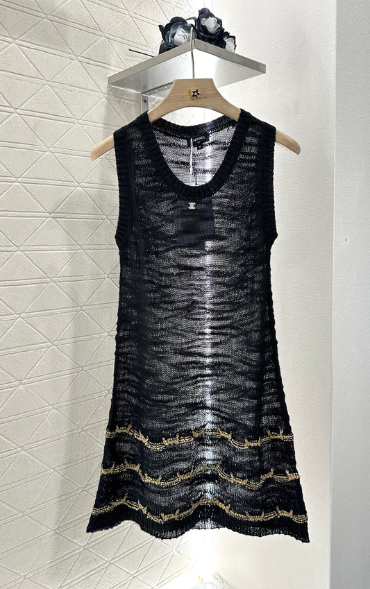 C*♥2025 new product Embroidered knitted vest dress