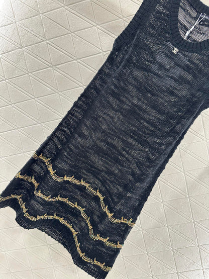 C*♥2025 new product Embroidered knitted vest dress