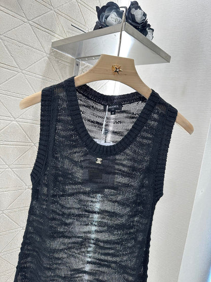 C*♥2025 new product Embroidered knitted vest dress