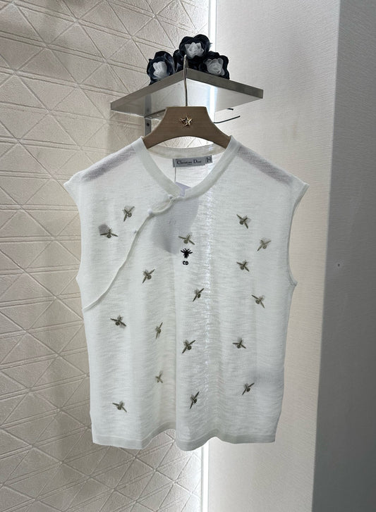 D*♥2025 new product Embroidered knitted vest