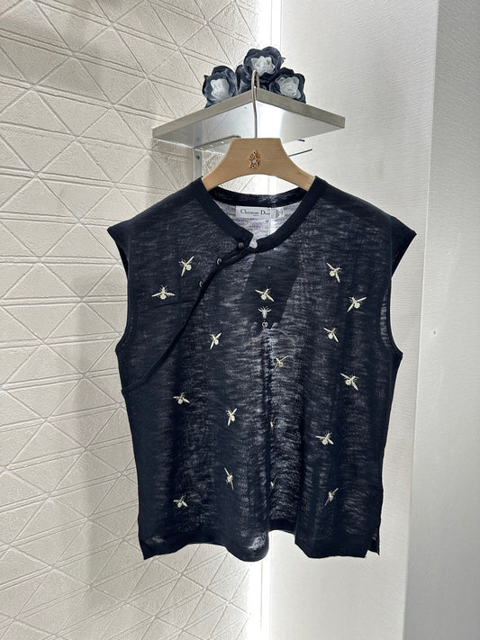 D*♥2025 new product Embroidered knitted vest