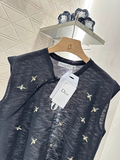 D*♥2025 new product Embroidered knitted vest