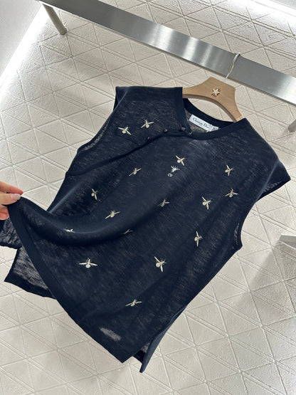D*♥2025 new product Embroidered knitted vest