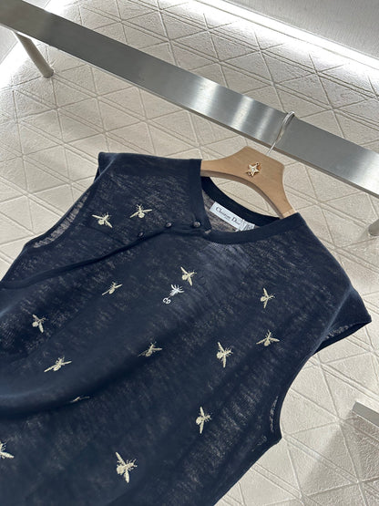 D*♥2025 new product Embroidered knitted vest