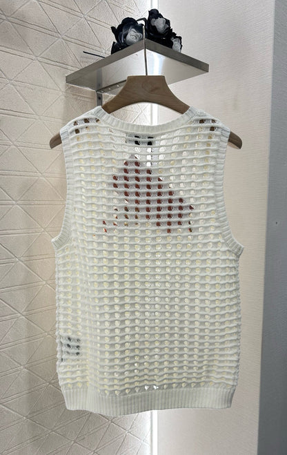 Mi*mi*♥2025 new product Hollow knitted vest