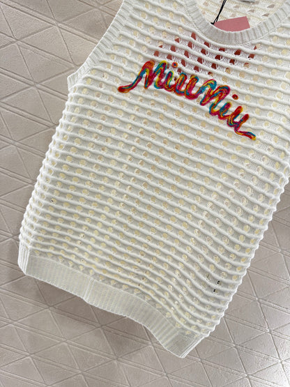 Mi*mi*♥2025 new product Hollow knitted vest