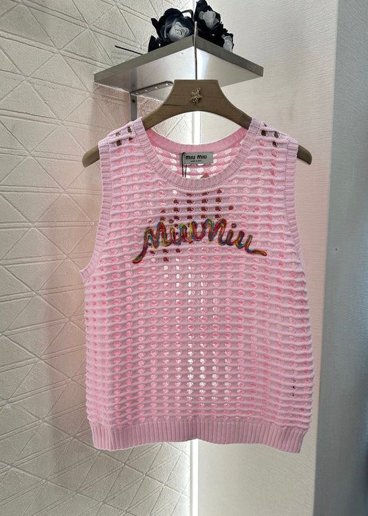 Mi*mi*♥2025 new product Hollow knitted vest