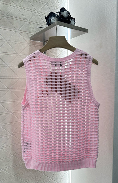 Mi*mi*♥2025 new product Hollow knitted vest