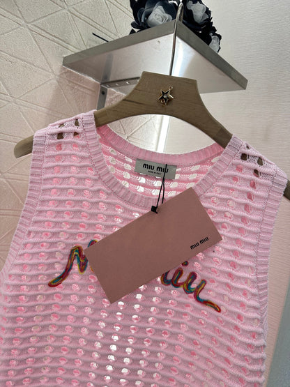 Mi*mi*♥2025 new product Hollow knitted vest