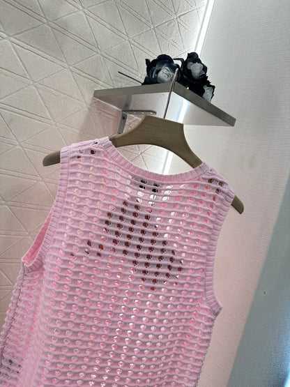 Mi*mi*♥2025 new product Hollow knitted vest