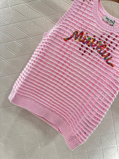 Mi*mi*♥2025 new product Hollow knitted vest
