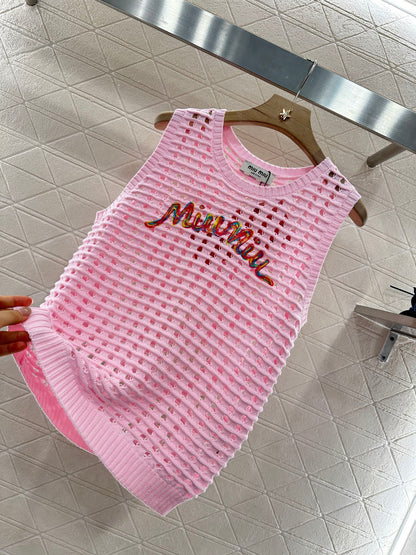 Mi*mi*♥2025 new product Hollow knitted vest