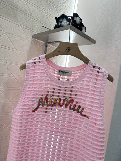 Mi*mi*♥2025 new product Hollow knitted vest