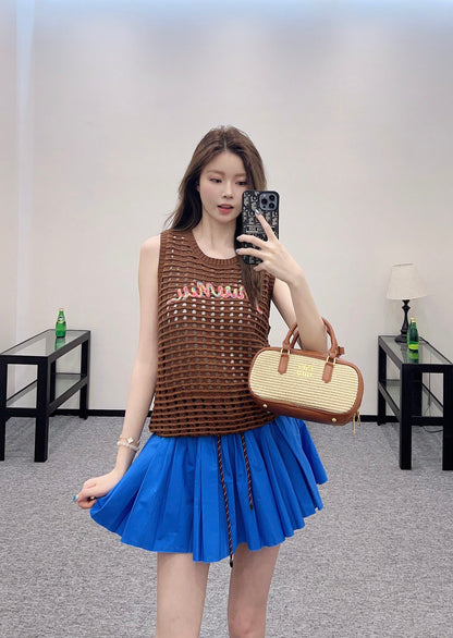 Mi*mi*♥2025 new product Hollow knitted vest