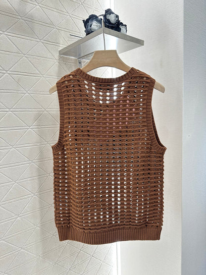 Mi*mi*♥2025 new product Hollow knitted vest