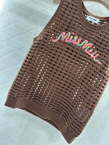 Mi*mi*♥2025 new product Hollow knitted vest