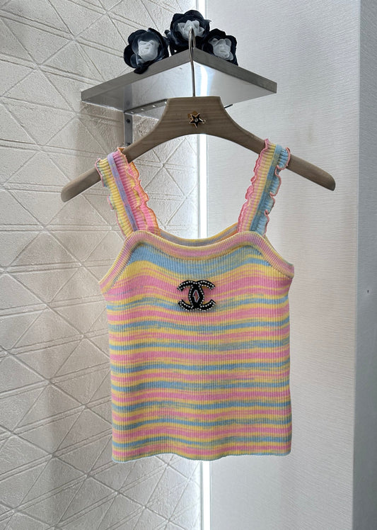C*♥2025 new product Striped knitted vest