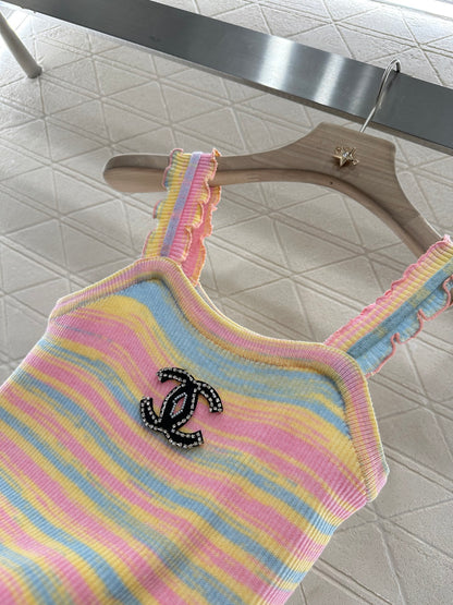 C*♥2025 new product Striped knitted vest