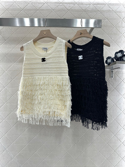 C*♥2025 new product Tassel knitted vest