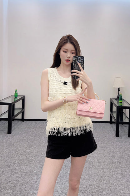 C*♥2025 new product Tassel knitted vest