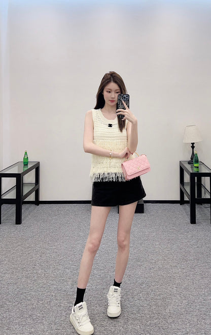 C*♥2025 new product Tassel knitted vest