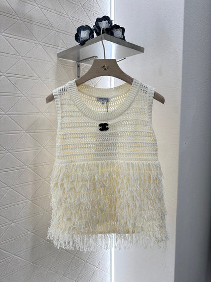 C*♥2025 new product Tassel knitted vest