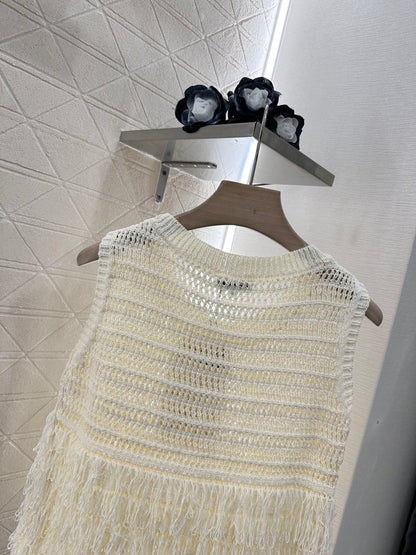 C*♥2025 new product Tassel knitted vest