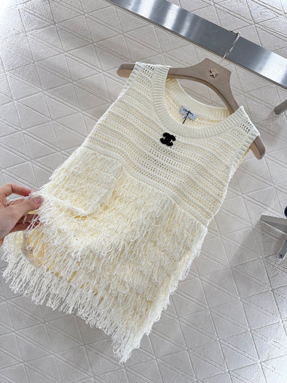 C*♥2025 new product Tassel knitted vest