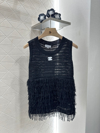 C*♥2025 new product Tassel knitted vest