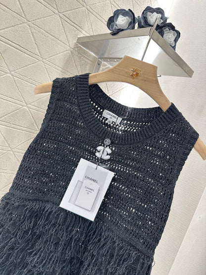 C*♥2025 new product Tassel knitted vest