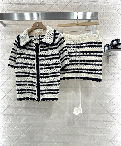 Mi*mi*♥2025 new product Short-sleeved cardigan and skirt set