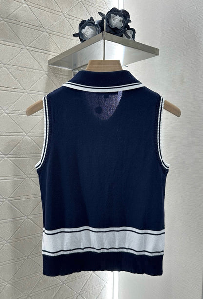 C*♥2025 new product Lapel knitted vest
