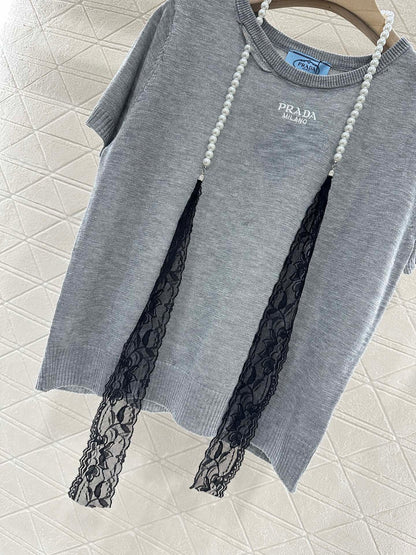 P*♥2025 new product Lace knitted short sleeves
