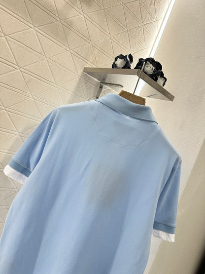 P*♥2025 new product Fake two-piece 𝑝𝑜𝑙𝑜 shirt