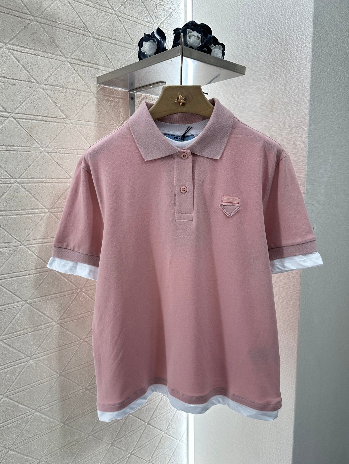 P*♥2025 new product Fake two-piece 𝑝𝑜𝑙𝑜 shirt