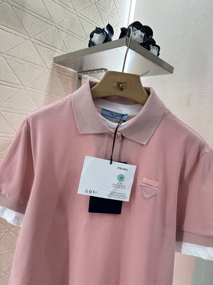 P*♥2025 new product Fake two-piece 𝑝𝑜𝑙𝑜 shirt