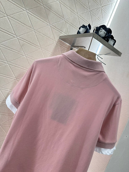 P*♥2025 new product Fake two-piece 𝑝𝑜𝑙𝑜 shirt
