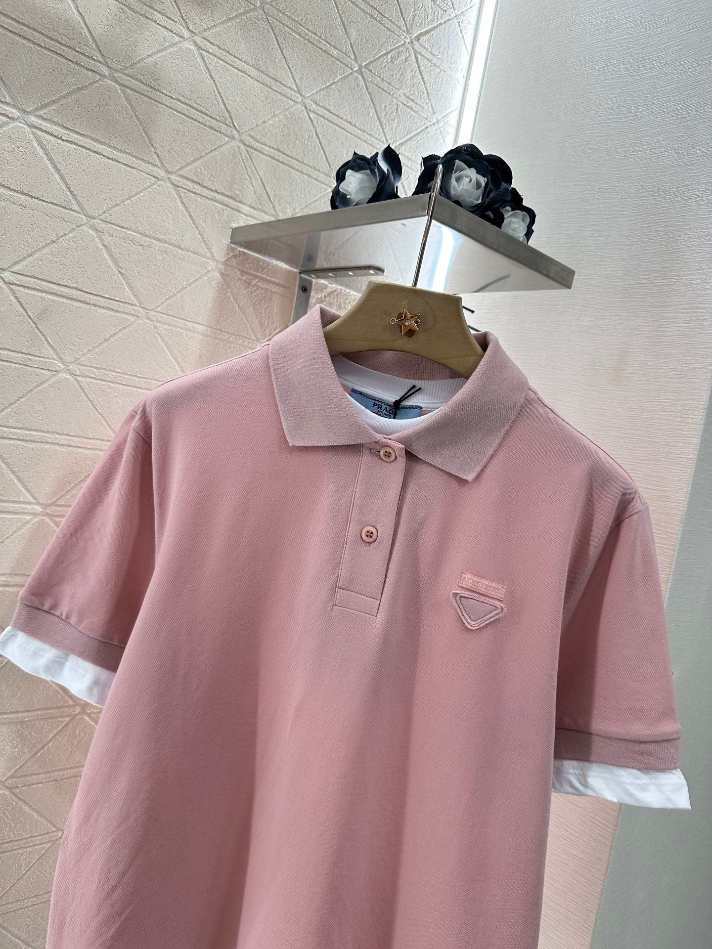 P*♥2025 new product Fake two-piece 𝑝𝑜𝑙𝑜 shirt