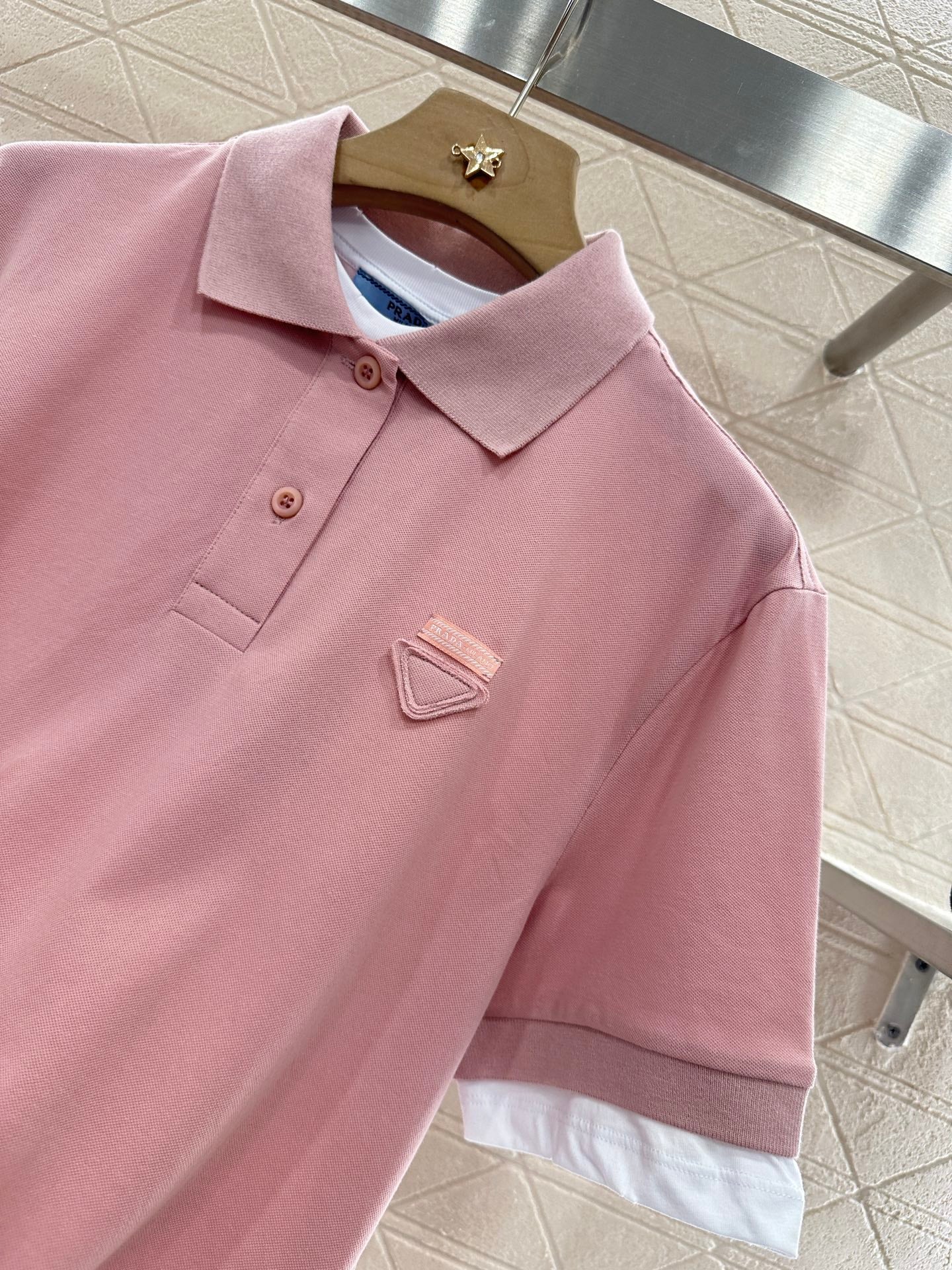 P*♥2025 new product Fake two-piece 𝑝𝑜𝑙𝑜 shirt